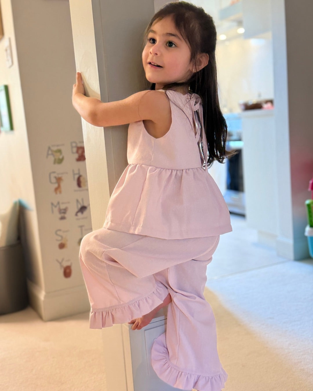 Blush Linen Ruffle Set