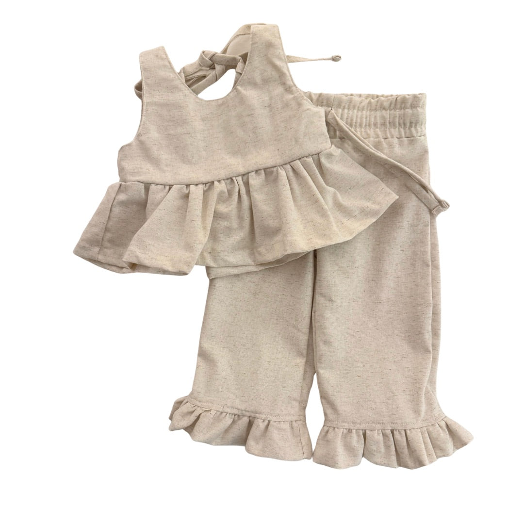 Oat Linen Ruffle Set