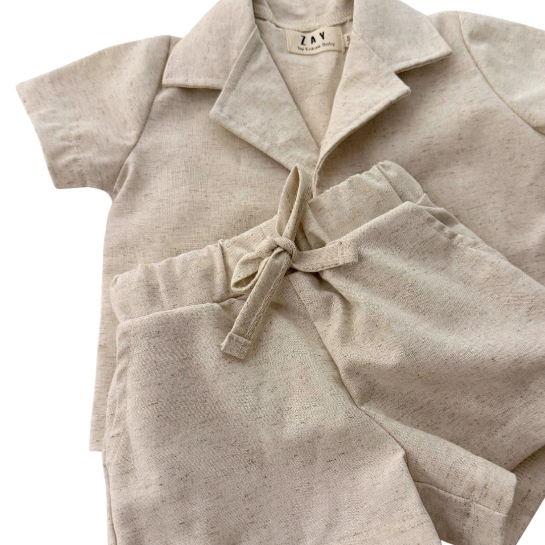 Oat Linen Shorty Set