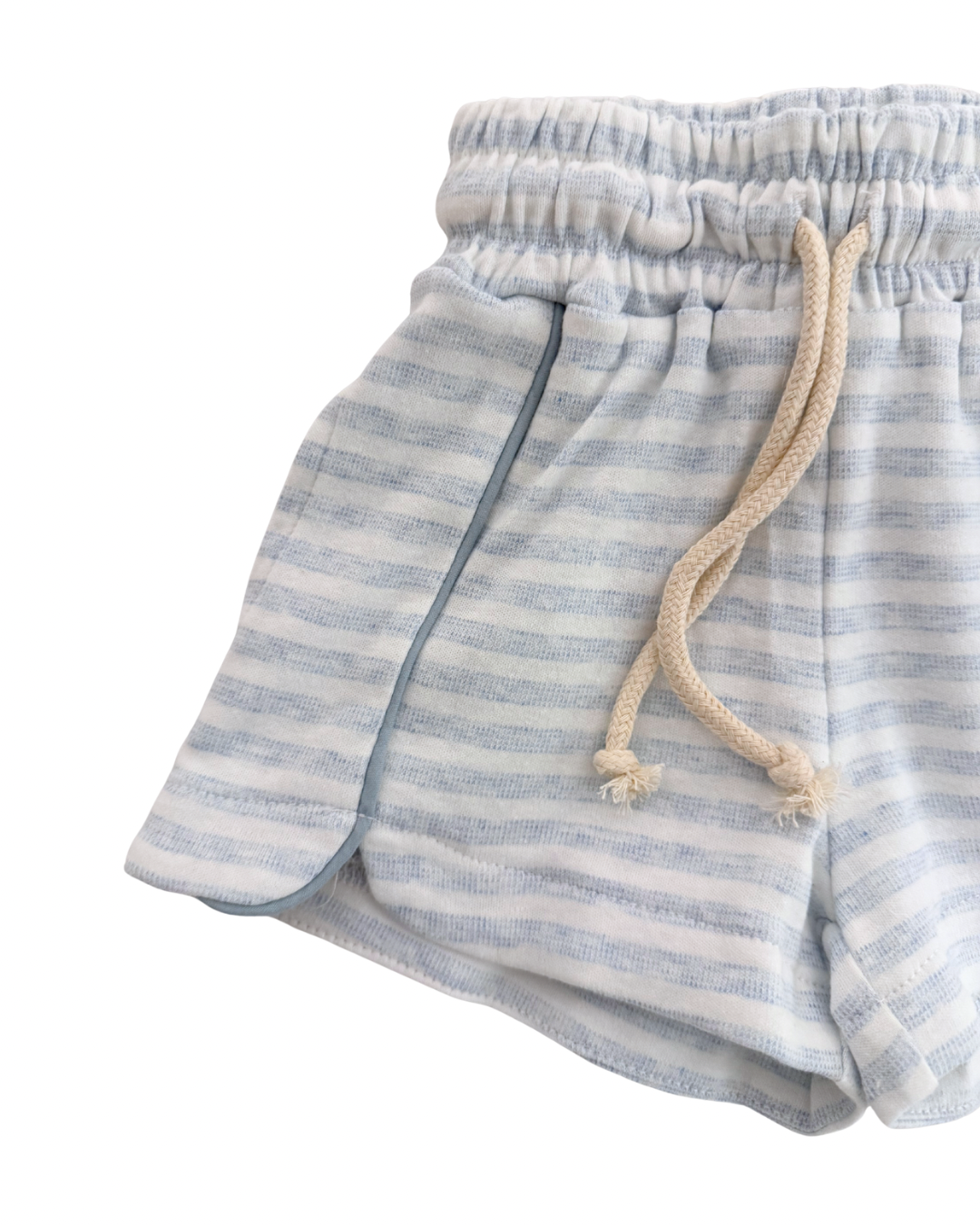 Striped shorts with drawstring on a white background