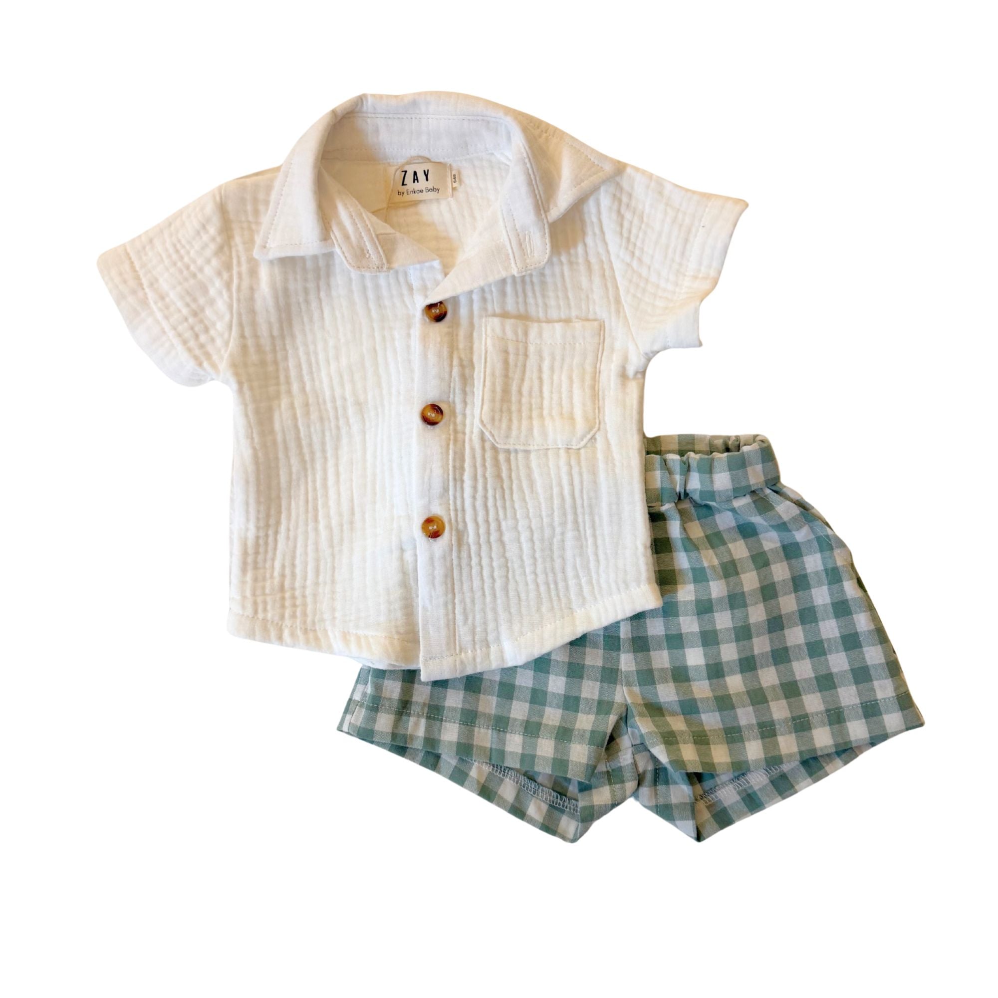 Sage Gingham Short Set