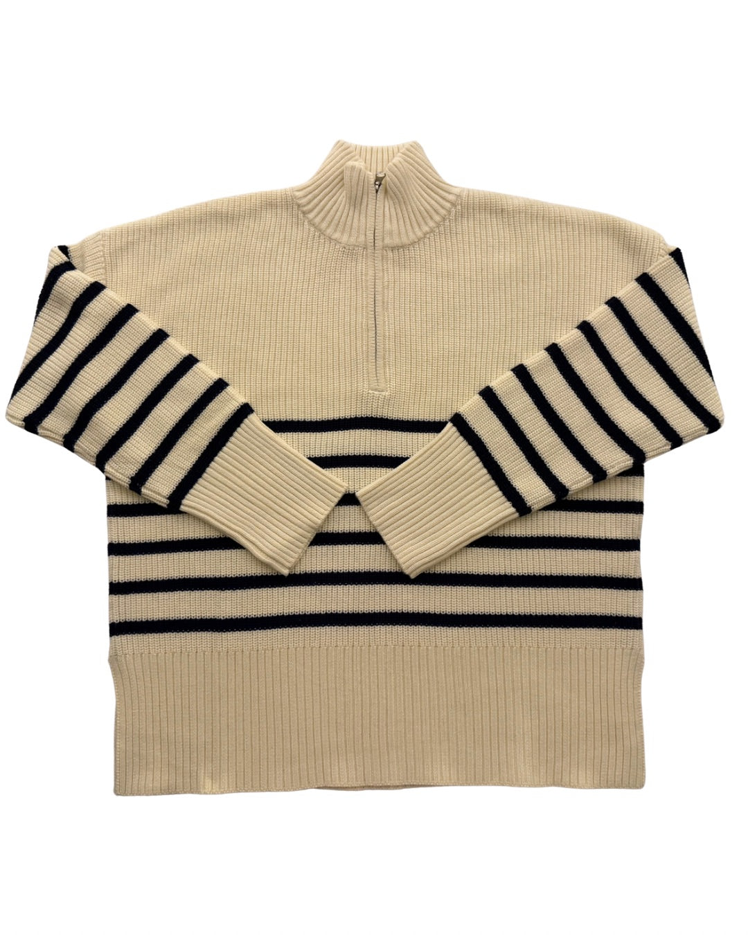 Half Zip Striped Mommy Sweater