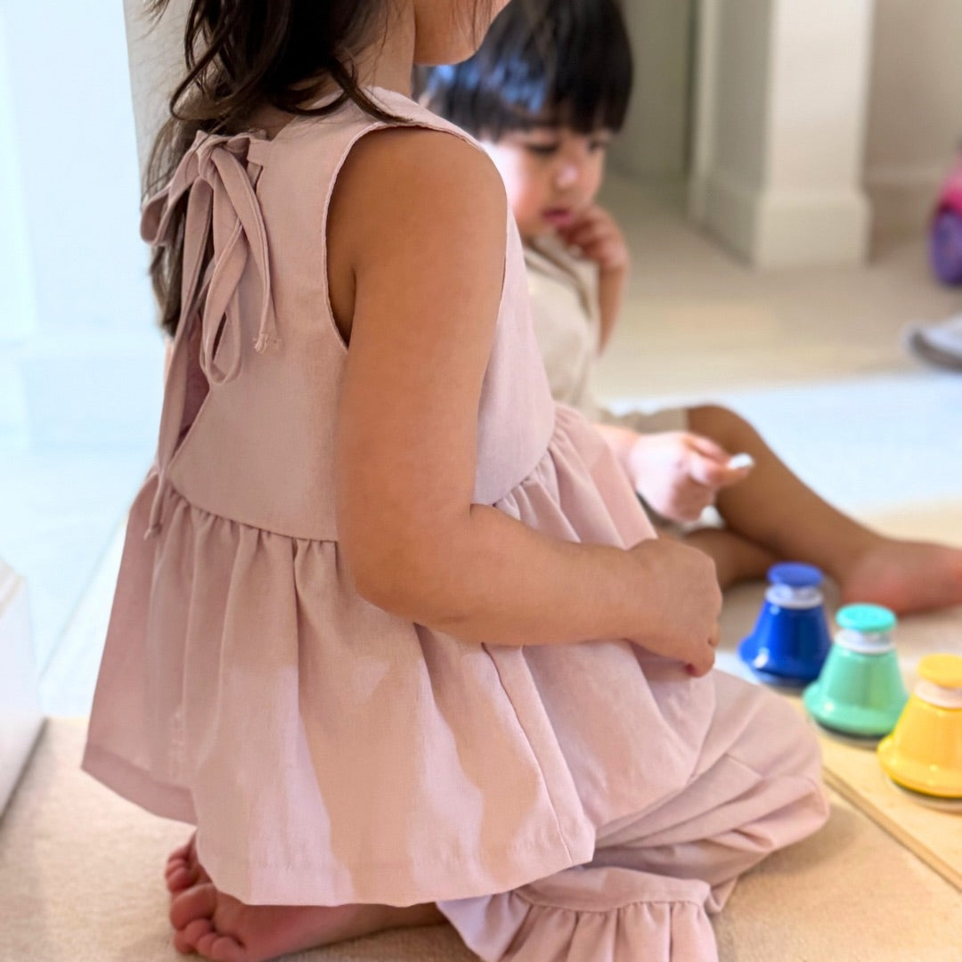 Blush Linen Ruffle Set