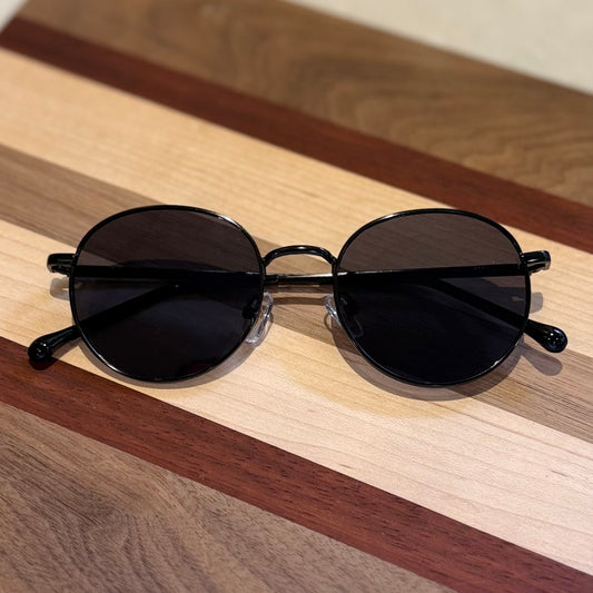 Oversized Noir Round Sunglasses