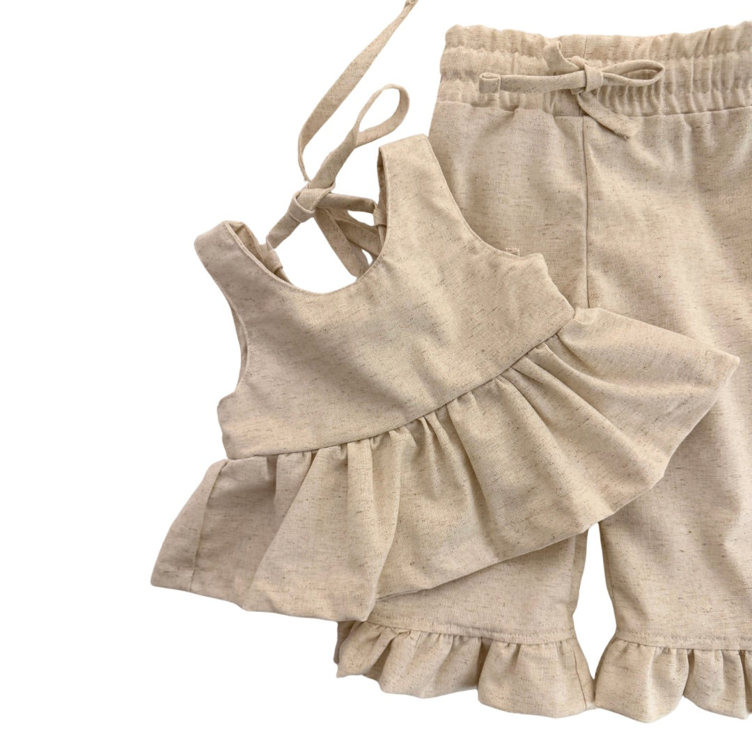 Oat Linen Ruffle Set