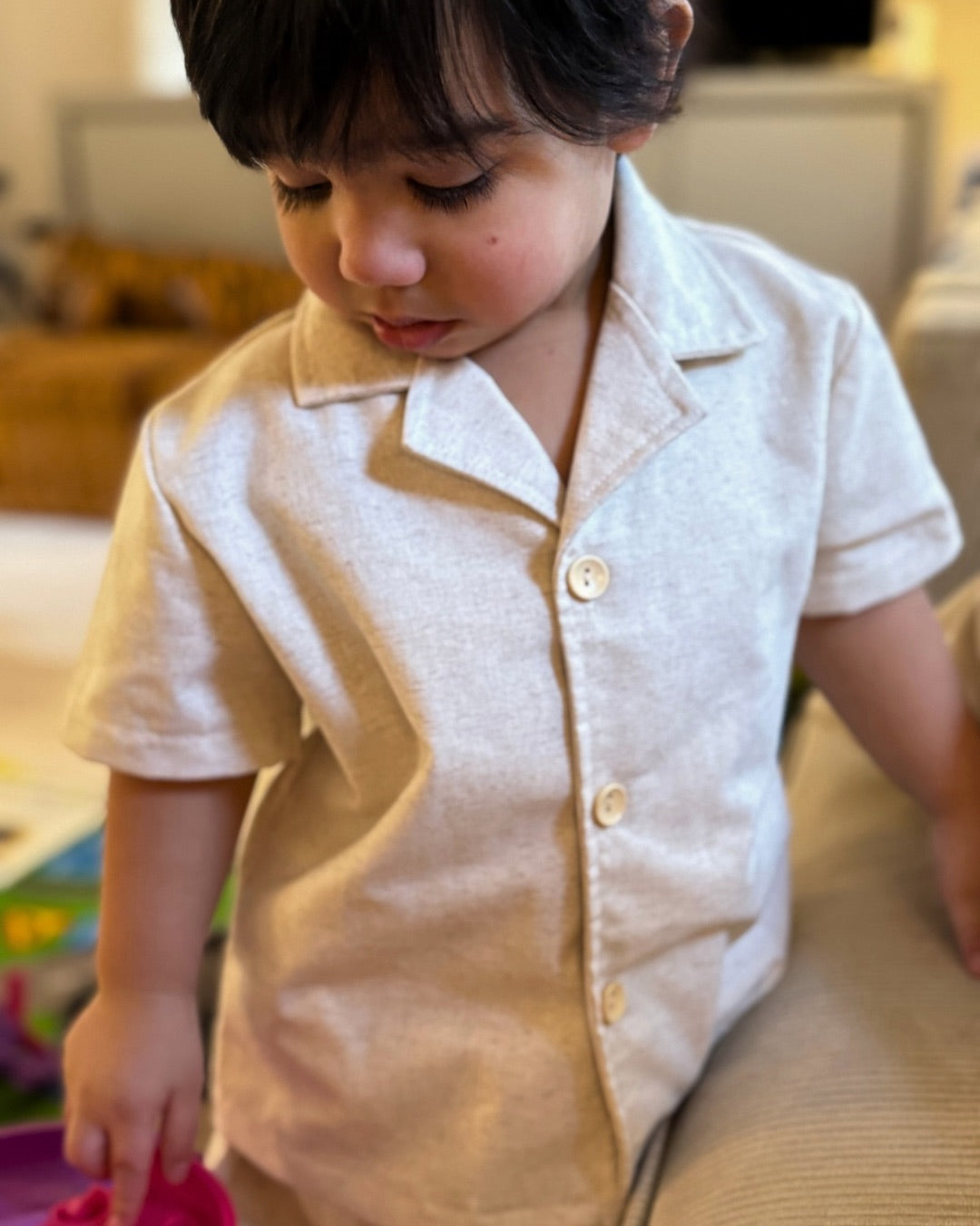 Oat Linen Shorty Set