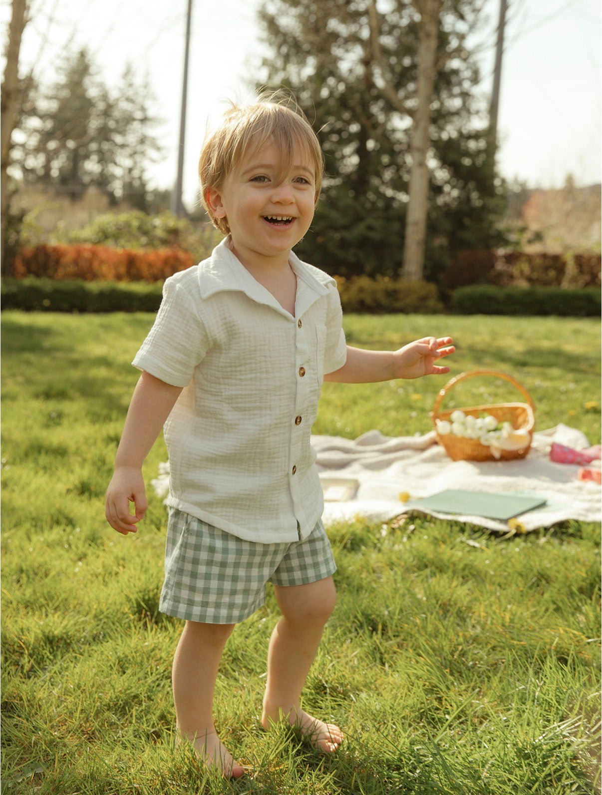 Sage Gingham Short Set