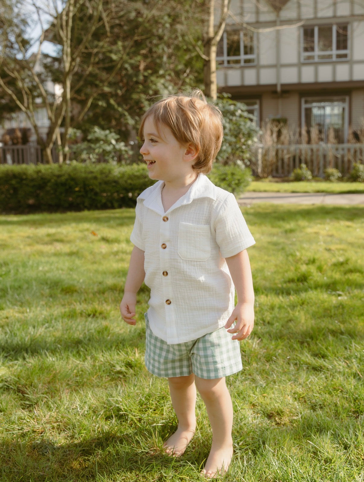 Sage Gingham Short Set