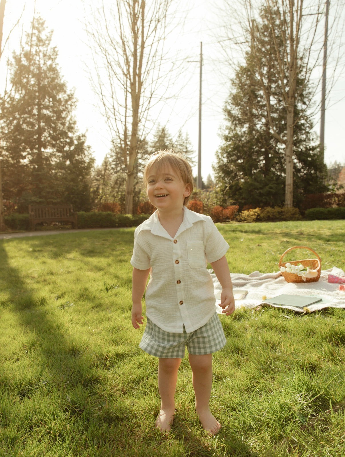 Sage Gingham Short Set