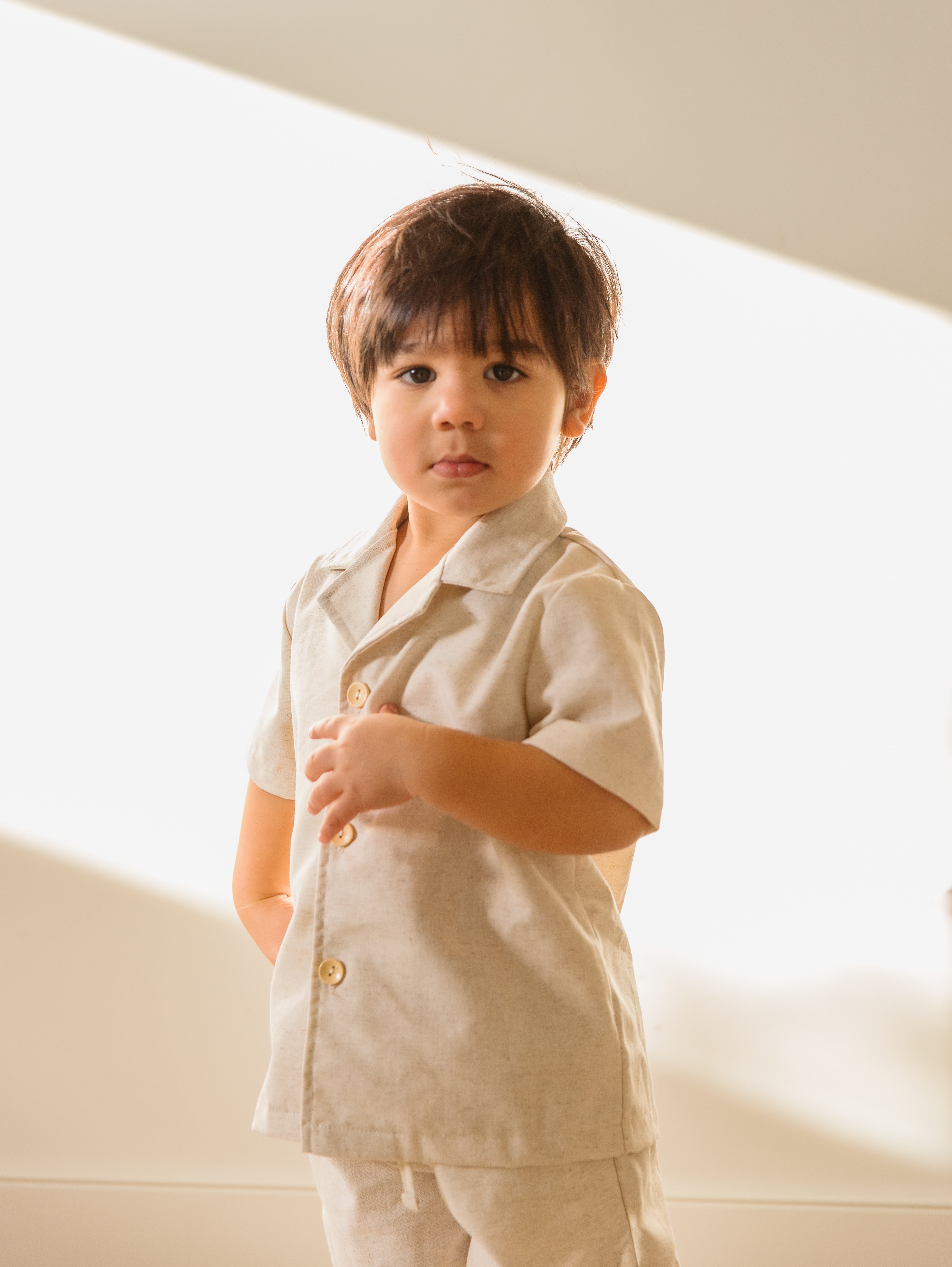 Oat Linen Shorty Set