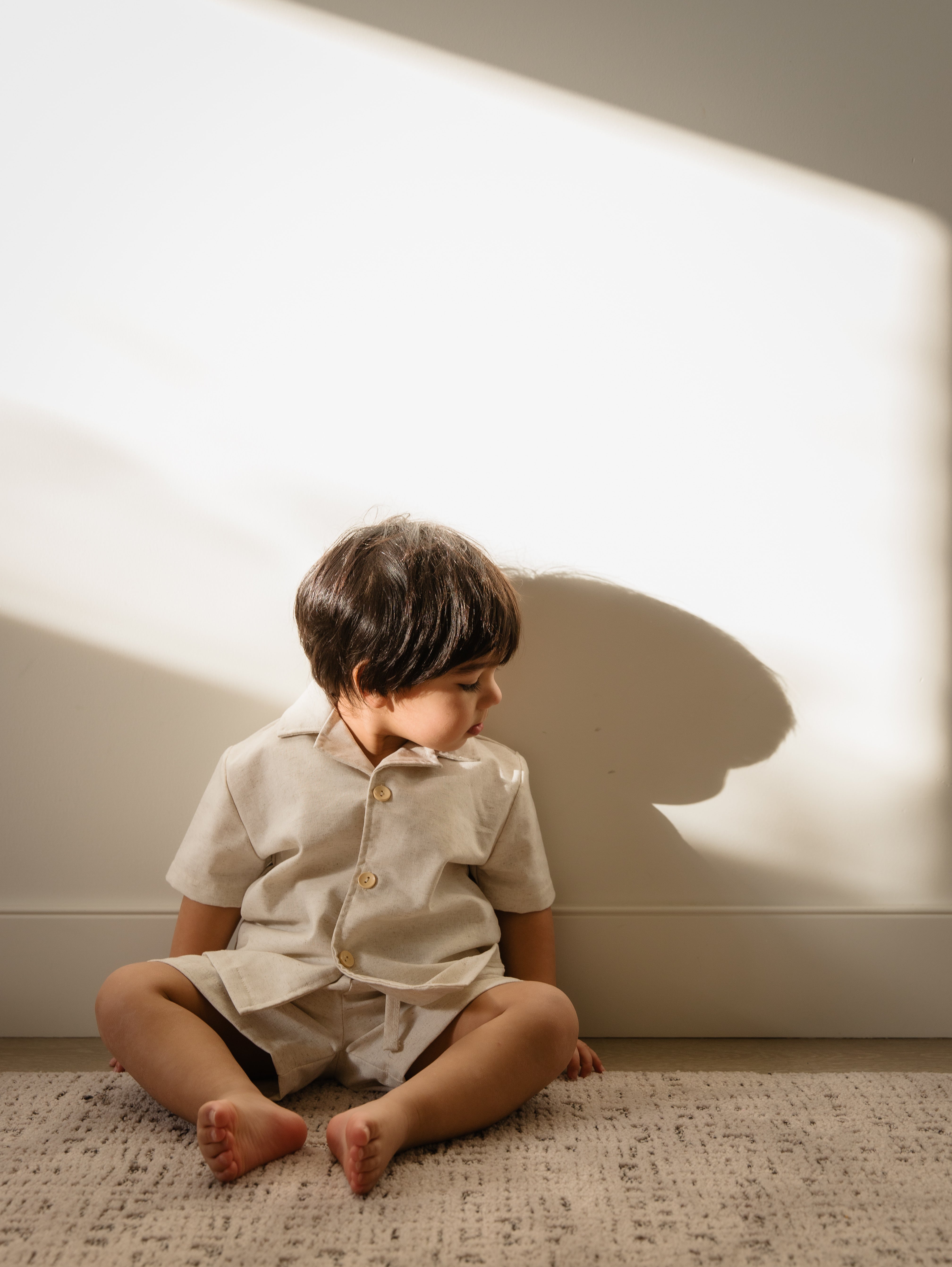 Oat Linen Shorty Set