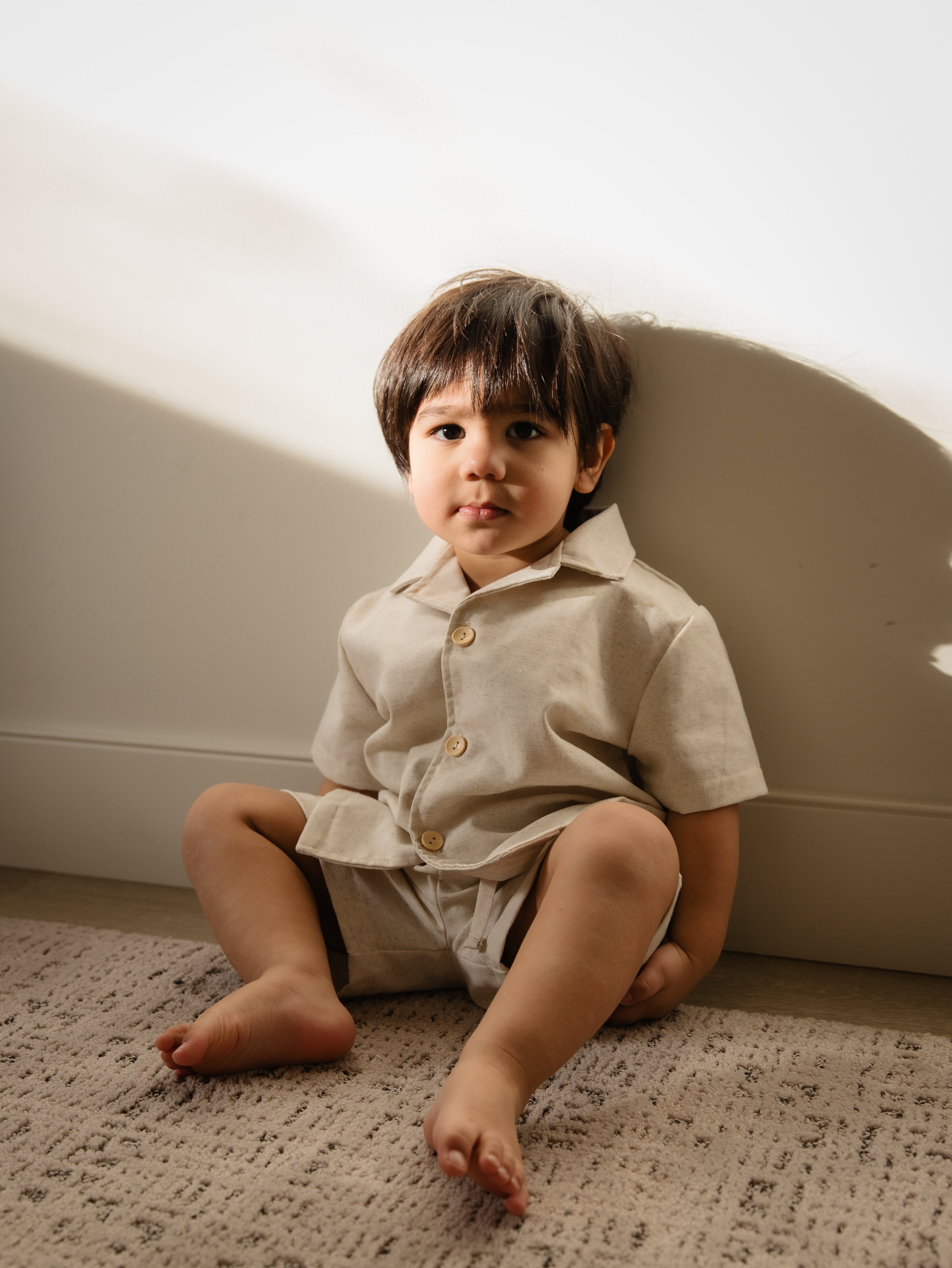 Oat Linen Shorty Set