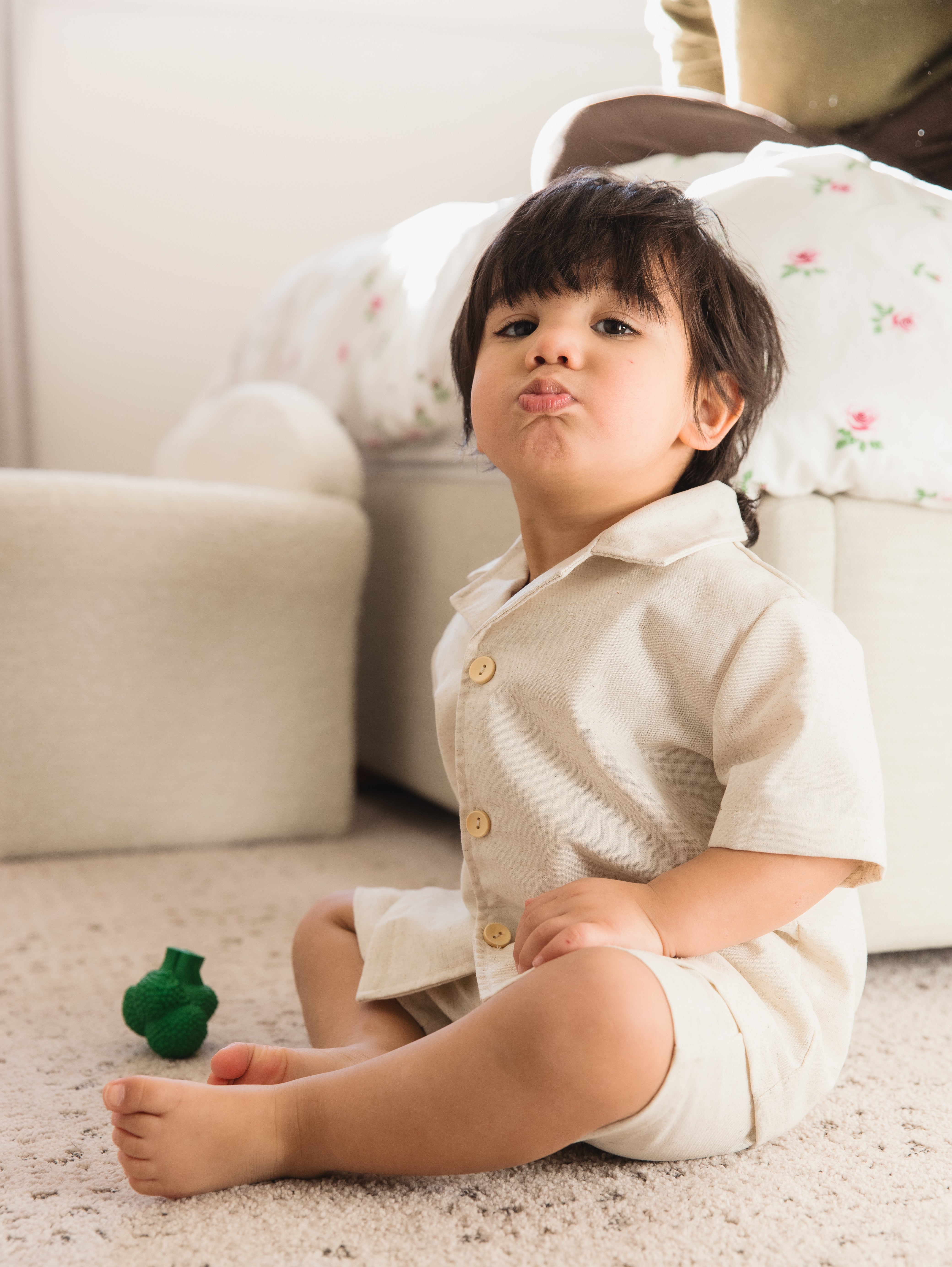 Oat Linen Shorty Set