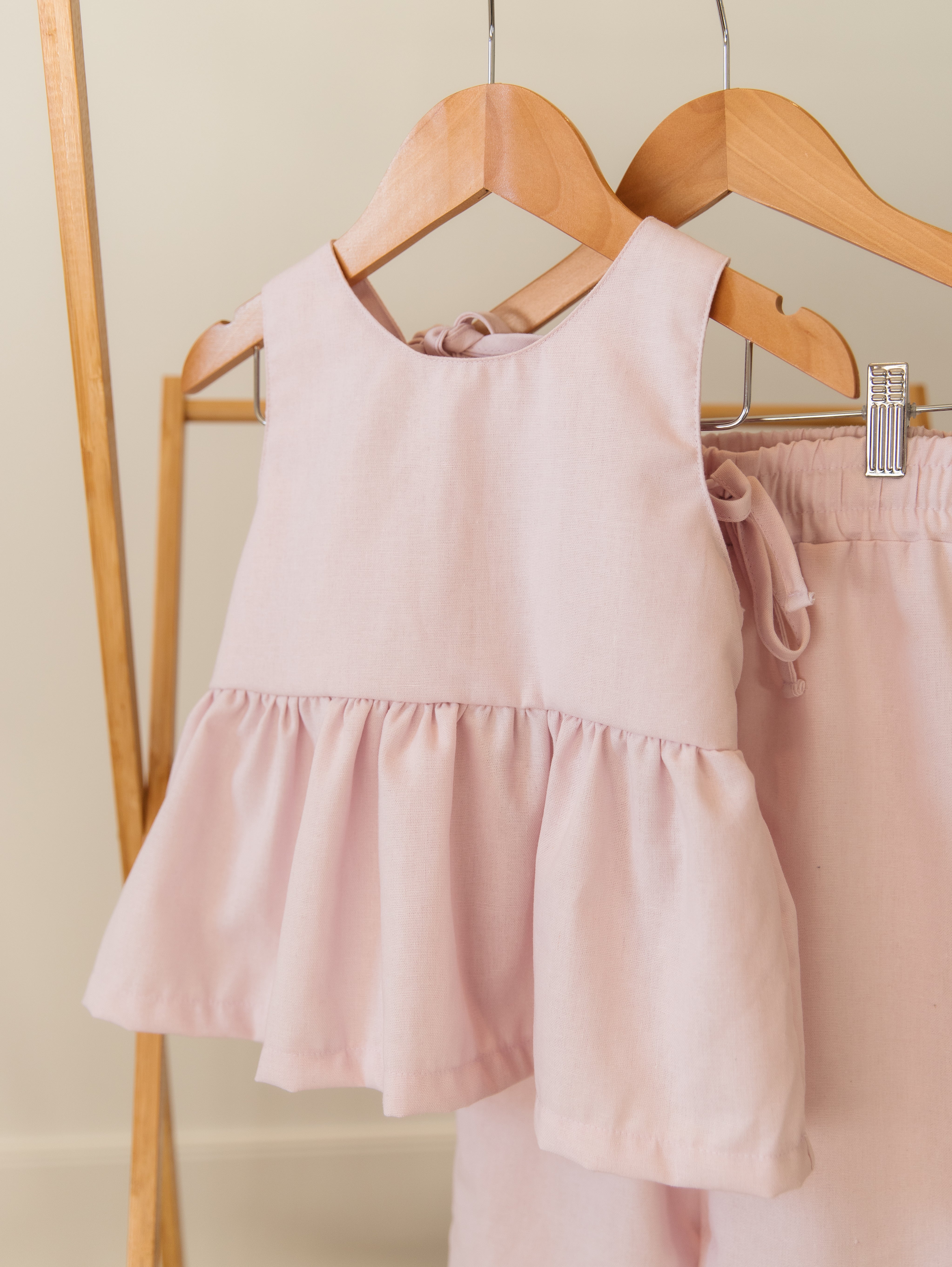 Blush Linen Ruffle Set