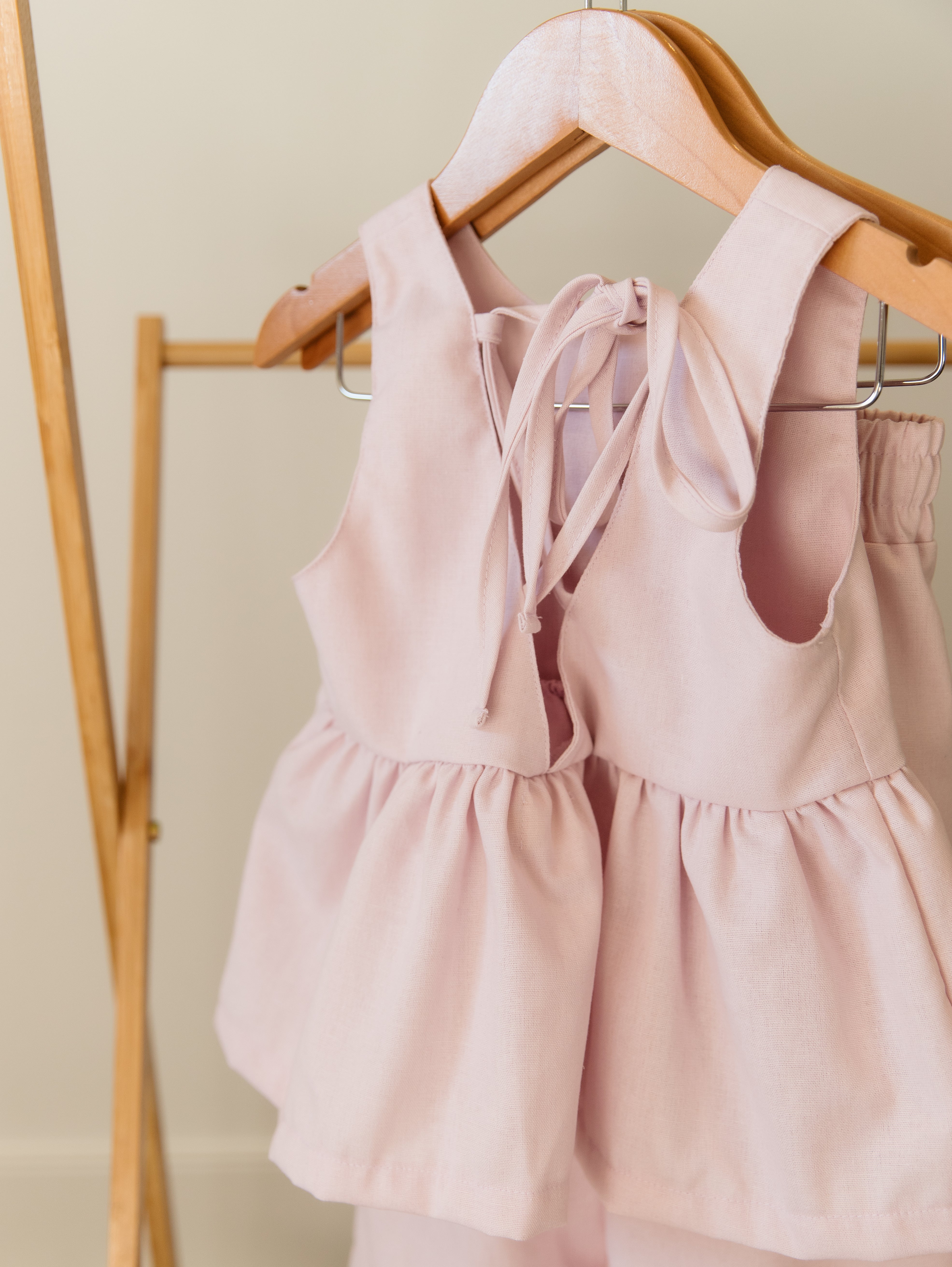 Blush Linen Ruffle Set