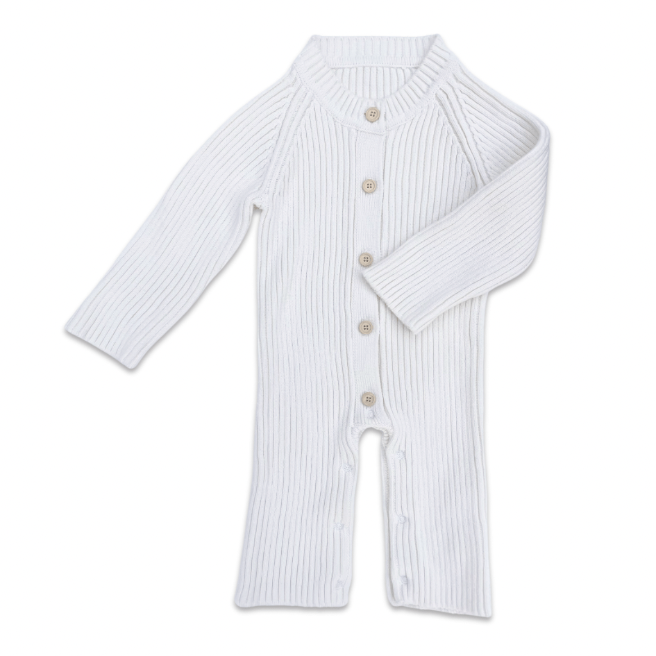 Ribbed Romper 'Snow' - Enkae Baby