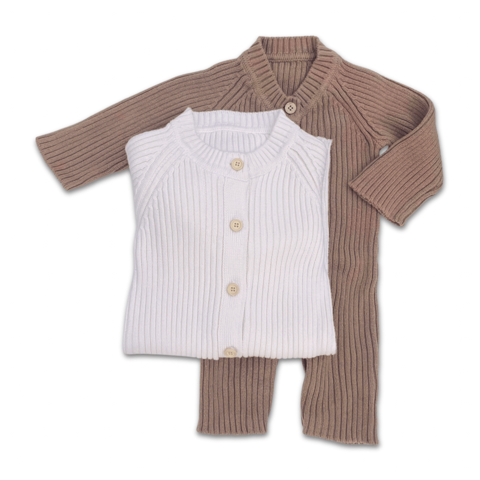 Ribbed Romper 'Snow' - Enkae Baby